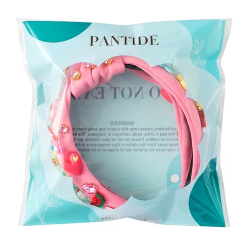 PANTIDE Floral Jeweled Knotted Headband - Rainbow Rhinestone Crystal Embellished Headband Wide Top Knot Fashion Hairband H...