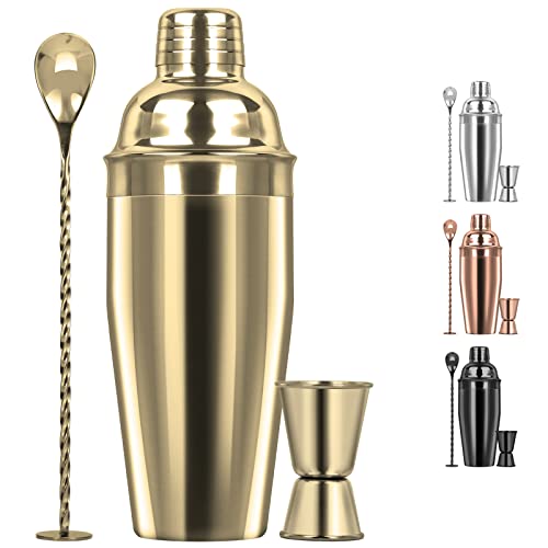 Tiawudi Large 24oz Cocktail Shaker Set, Stainless Steel 18/8 Martini Mixer Shaker with Built-in Strainer, Measuring Jigger...