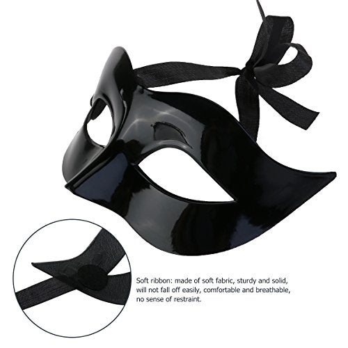 Wowagoga 10pcs Venetian Masquerade Costume Mask, Black Half Face Mask Halloween Costume Mask Mardi Gras Mask set for Women...