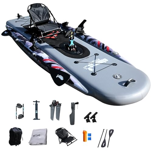 Inflatable Kayak Set Includes 90 inch Kayak Paddles High Output Pump Aluminum seat Pedal System – Super Tough Mesh PVC and...