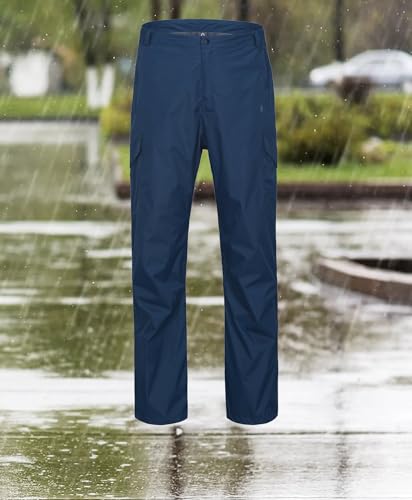 Men's Breathable Rain Pants Lightweight Waterproof Windproof Pants for Hiking Fishing Outdoor