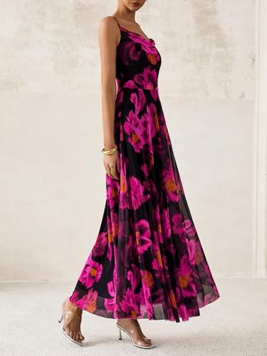 BTFBM Women Summer Floral Maxi Dresses Elegant Spaghetti Strap Dress Printed Party Dress Beach Long Dresses