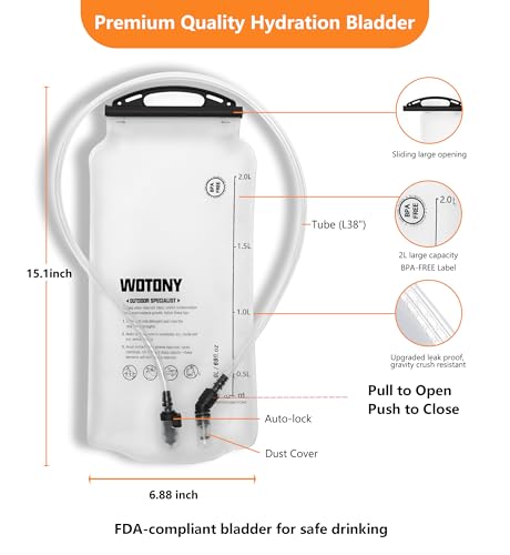 Wotony Lightweight Hydration Backpack with 2LOR 3LWater Bladder for Cycling Hiking Rave - Water Daypack for Men Women