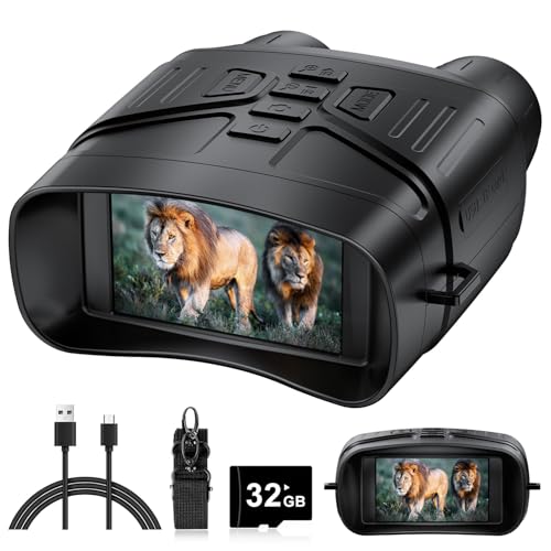 HEXEUM Night Vision Goggles, 4K Night Vision Binoculars for Adults with 5000mAh Battery, 3" HD Screen & 32GB Card for Hunt...