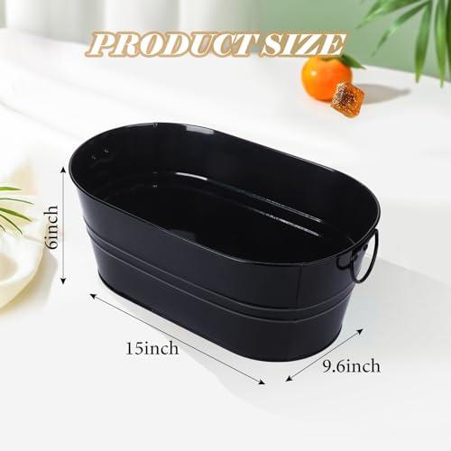 Galvanized Tub Beverage Tubs, 2pcs Metal Ice Buckets for Cocktail Bar 3 Gallon Wine Beer Drink Buckets with Handles Large ...