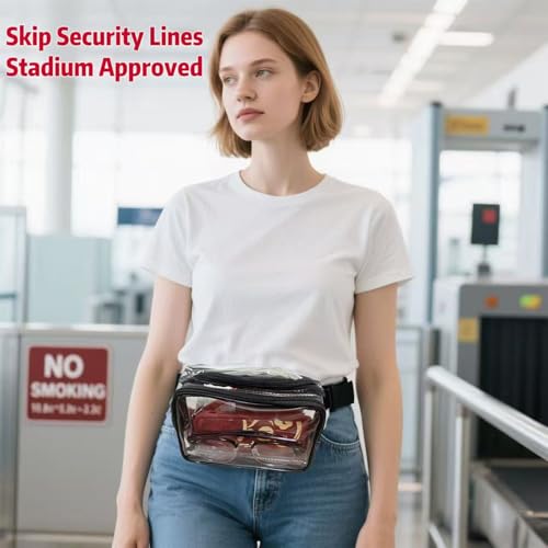 Cytongyo Clear Fanny Pack Stadium Approved, Clear Bag for Stadium Events Crossbody Belt Bag for Women Men Transparent Wais...