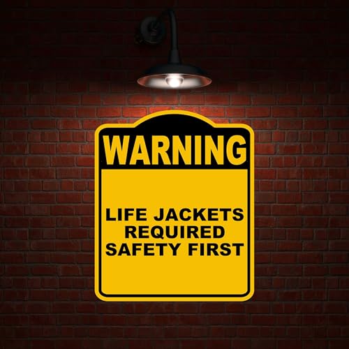 LIFE JACKETS REQUIRED SAFETY FIRST Warning Yellow Black Aluminum Composite Sign 20 x 24 inches