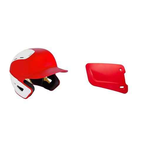 Bundle of Mizuno B6 Youth Baseball Batting Helmet, RED-WHITE, Youth OSFM + Mizuno Batters Face Protector, Red, Right Hand Batter