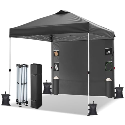 VINGLI 10x10 Pop Up Canopy Tent with Sidewall and Sandbags, Outdoor Pop Up Gazebo Tent for Parties One Person Set Up for C...