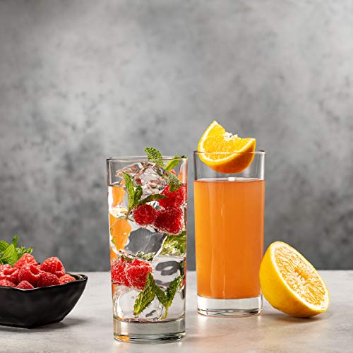 Godinger Highball Drinking Glasses, Italian Made Tall Glass Cups, Water Glasses Drinking Set, Cocktail Glasses - 14oz, Set...