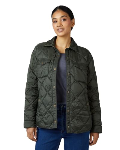 32 Degrees Heat Women’s Lightweight Poly-Fill Shirt Jacket – Quilted Snap-Front Shacket