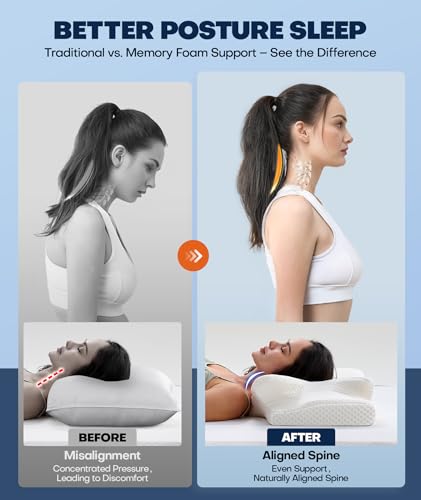 Sleep Doctor Approved Cervical Neck Pillow Sleeping, Ergonomic Contour Side Sleeper Pillows Adults, Cooling Orthopedic Pil...