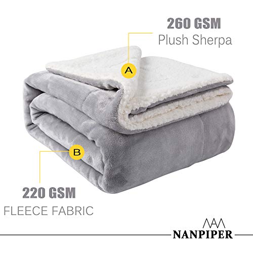NANPIPER Sherpa Blanket Twin Thick Warm Blankets for Winter Bed Super Soft Fuzzy Flannel Fleece/Wool Like Reversible Velve...