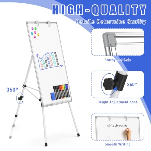 Magnetic Dry Erase Board with Stand 36x24in Whiteboard Easel with Height Adjustable Tripod, 3' x 2' Flipchart Easel Stand ...