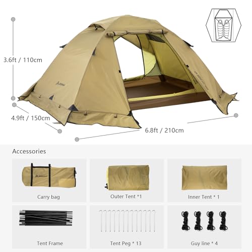 BISINNA 4 Season Tent for Backpacking Winter Tents 2 Person Lightweight Cold Weather Tents Waterproof Double Layer All Sea...