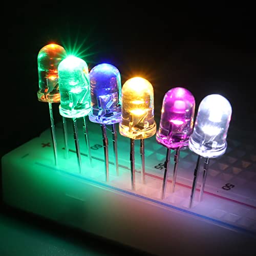 BOJACK 5 Colors 500 pcs 5mm LED Diode Lights Assored Kit Pack Bright Lighting Bulb Lamps Electronics Components 5 mm Light...