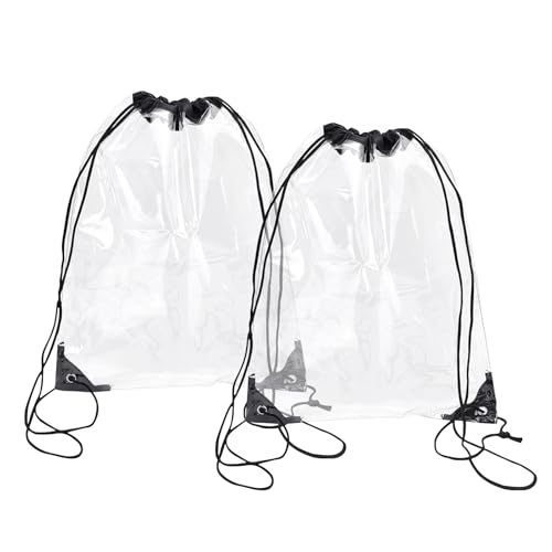 starfa lab 2 Pack Clear Drawstring Bags for Stadium Events,See Through Waterproof PVC Backpack for Men and Women,Ideal for...