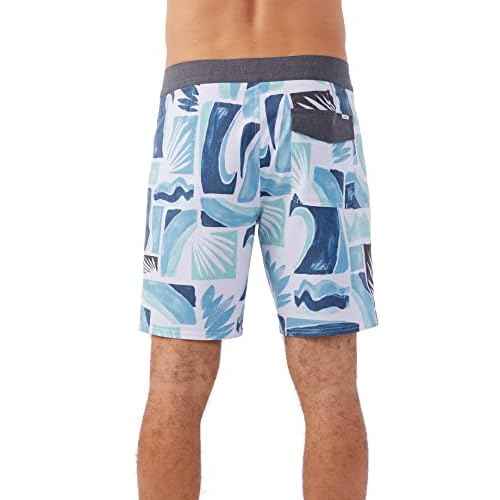 O'NEILL Men's 18 Inch Tropical Print Boardshorts - Quick Dry Swim Trunks for Men with Fabric and Pockets