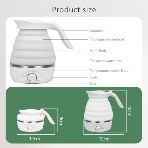 Xfbaozxy Travel Foldable Electric Kettle, Collapsible Kettle Travel Electric Collapsible Electric Tea Kettle Food Grade Si...