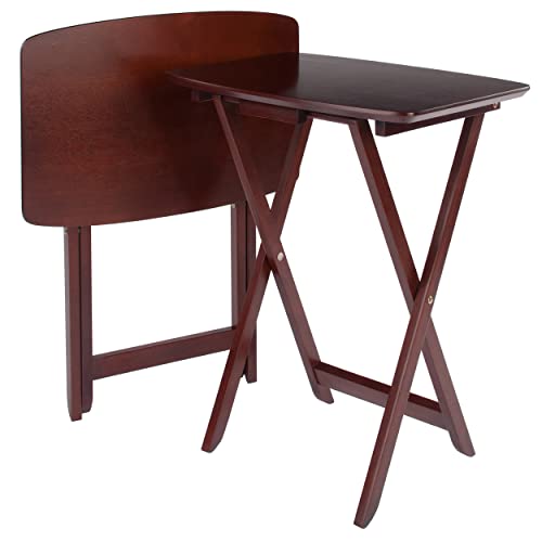 Winsome Darlene Set of 2 Foldable Snack Tables, for Living Room, 26", Walnut