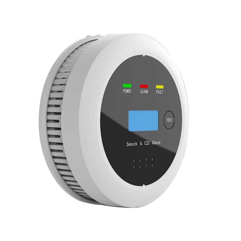Smoke and Carbon Monoxide Detector Combo, 2-in-1 Dual Sensor CO & Smoke Alarm, Battery Operated Carbon Monoxide Detectors with LCD Display for Home, Easy to Install