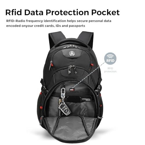 Swissdigital Design Laptop Backpack with USB Charging Port, Travel Backpack Fits 15.6 inches Computer, 31L College School ...