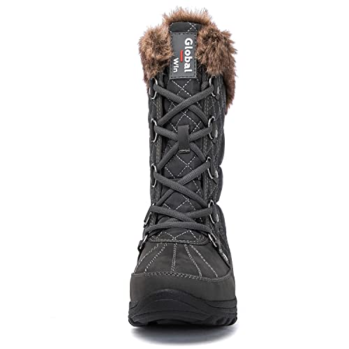 GLOBALWIN Women's Snow Boots Mid Calf Warm Winter Fashion Boots Comfortable Lace-UpWaterproof Boots Insulated Non-Slip Out...