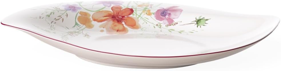 Villeroy & Boch Mariefleur Special Serve Salad Shallow (Flat) Bowl, 13.25 in, Premium Porcelain, White/Multicolored