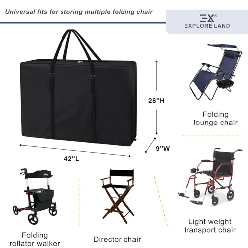 Explore Land Heavy Duty Chair Storage Bag for Folding Longue Zero Gravity Light Weight Transport Folding Rollator Walker (...