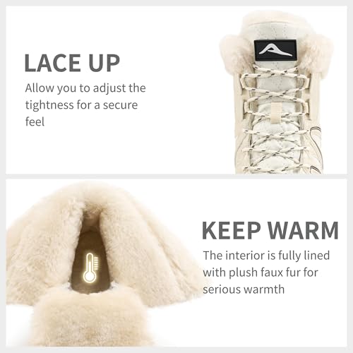 Diarilip Snow Boots for Women Winter: Womens Warm Fur Lined Mid Calf Booties Waterproof Non Slip Comfort Boot for Hiking W...