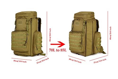 VanBasic Hiking Backpack 70L Large 85L Tactical Backpack MOLLE Military Trekking Rucksack Black
