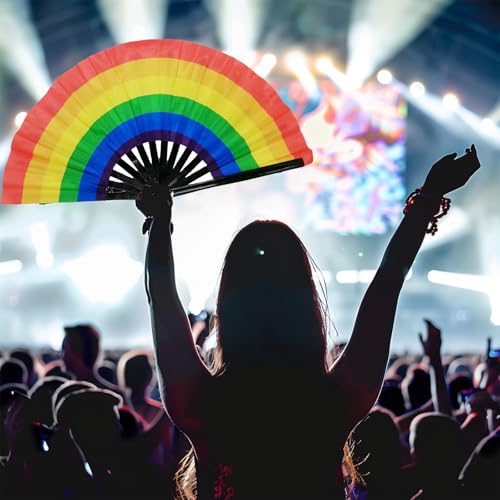 YKuzLx 13‘’ Large Rave Fan for Men Women, Popping Fan for Line Dancing, Decorative Folding Hand Fan for Party, Home Decora...