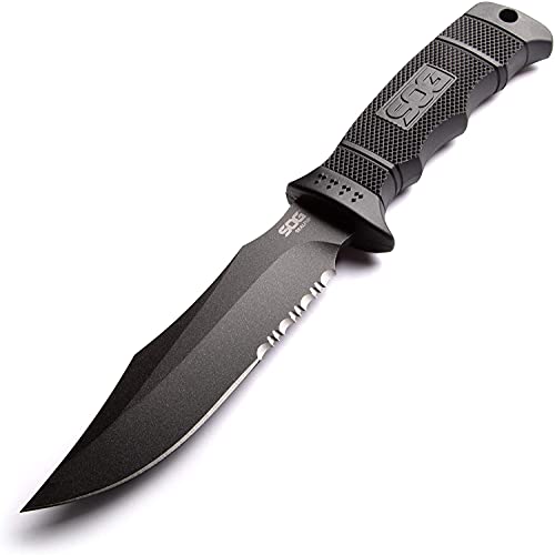 SOG Fixed Blade Knives with Sheath - SEAL Pup Tactical Knife, Survival Knife and Hunting Knife w/ 4.75 Inch Blade and Knif...