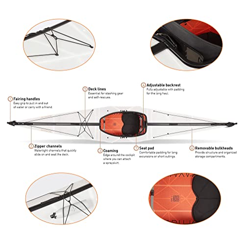 Oru Bay ST Foldable Kayak | Stable, Durable, Lightweight - Lake, River, and Ocean Kayaks - Intermediate - Size (Unfolded)