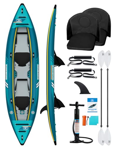 OCEANBROAD Inflatable Sit-in Kayak(NO HIN), 1 Person/2 Person Blow Up Kayak for Adults with Paddle, Kayak Seat, Pedal, Han...