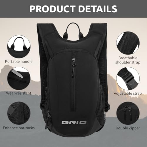 GRIO Ultralight Hiking Daypack 15L - Water-Resistant Foldable Backpack for Men & Women, Compact Packable Backpack for Outd...