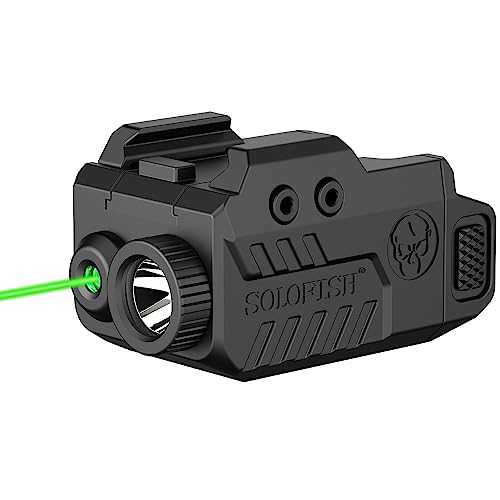 Solofish 500lm Tactical Flashlight Compatible for Compact with Rail, Green/Red/Blue Beam and White LED Combo with Strobe