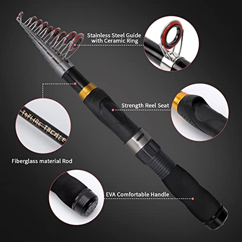 Collapsible Fishing Rod and Reel Combo, BalanZze Telescopic Fishing Rod with Spinning Reel, Portable Collapsible Fishing P...
