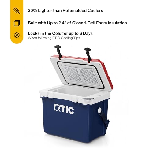 RTIC Ultra-Light 22 Quart Hard Cooler Insulated Portable Ice Chest Box for Drink, Beverage, Beach, Camping, Picnic, Fishin...