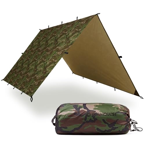 AquaQuest Defender Tarp – Heavy-Duty Waterproof (20,000 mm) Seam-Taped Rain Fly for Camping, Bushcraft & Survival