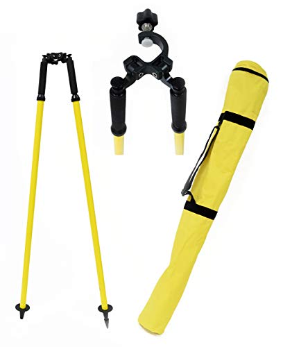 AdirPro 8.5-Foot Carbon Fiber Prism Pole with Fixed Adapter, & Adir Aluminum Bipod with Thumb Screw Head for GPS Rover Pol...
