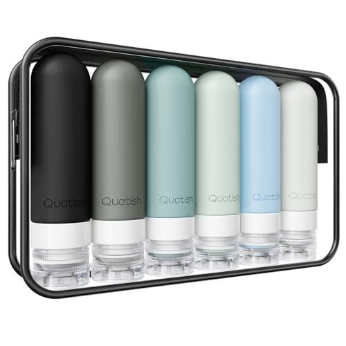 Quatish Travel Bottles for Toiletries 6 Pack, Original Patented Leakproof 3 oz Tsa Approved Travel Size Containers, BPA Fr...