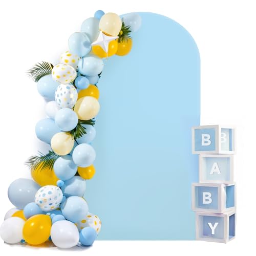 HEMMOTOP 7.2 ft Blue Arch Backdrop Cover (No Arch Stand), Spandex Arch Covers Stretchy Backdrop for Balloon, Wedding, Birt...