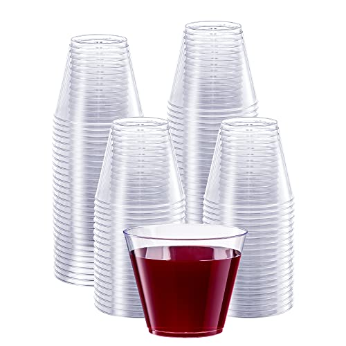 SETUP Clear Hard Plastic Cups/Tumblers [9 oz. Squat - 200 Count] Small Disposable Party Cocktail Glasses