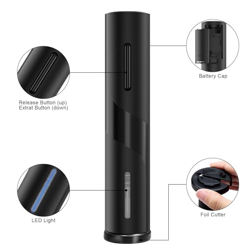 COKUNST Electric Wine Opener, Battery Operated Wine Bottle Openers with Foil Cutter, One-click Button Corkscrew Remover fo...