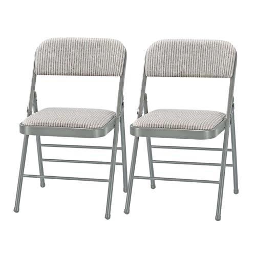 Amazing for less Pack of 2 (Fabric/Vinyl) Steel Frame Metal Foam Padded Folding Chairs (Black, Gray, White) (2-Pack - Fabr...