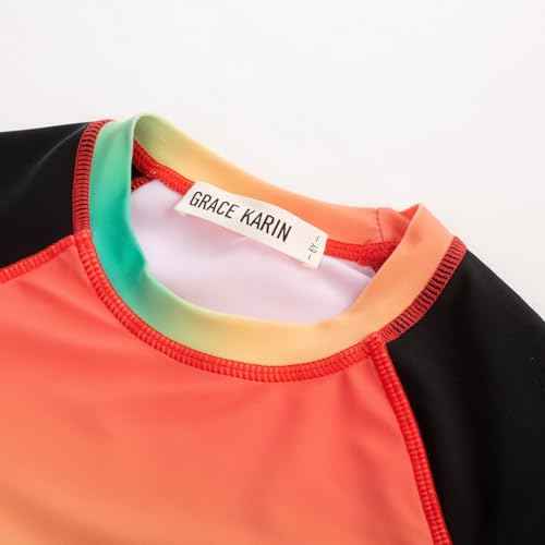 GRACE KARIN Boys Rash Guard Swim Set Boy Two Piece Long Sleeve Swimsuit Kids Bathing Suit Size 6-13Y