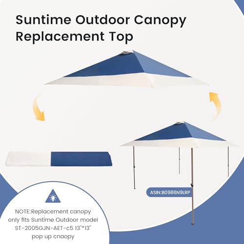 13x13 Canopy Replacement Top Cover with Air Vent Silver Coated Only Fit for Suntime Outdoor Instant Easy Pop Up Canopy (Re...