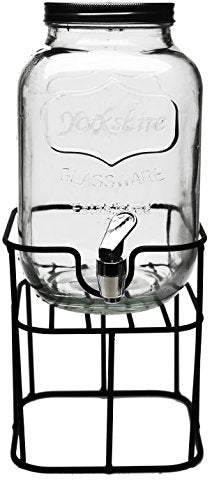 Circleware Sun Tea Mini Mason Jar Glass Beverage Dispenser with Lid, Glassware For Water, Juice, Beer, Wine, Liquor, Kombu...