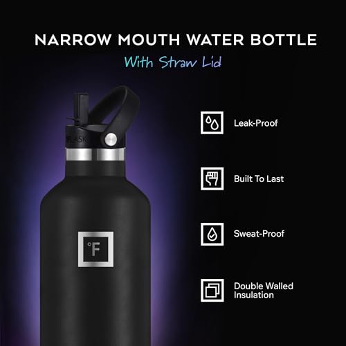 IRON °FLASK Camping & Hiking Hydration Flask with Straw, BPA-Free Insulated Stainless Steel Sports Water Bottle - 24 oz Mi...